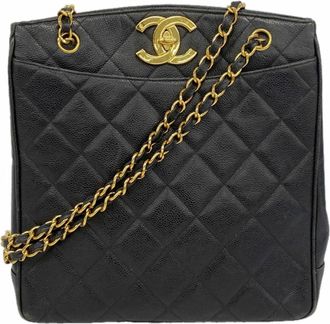 Chanel Black Grained Calfskin Tote Bag (Pre-Owned)