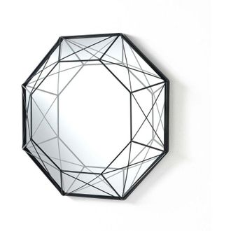 Oresteluchetta Specchio da parete geometrico in metallo nero opaco 45x45 Shine