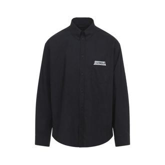 Balenciaga Black Logo Button Down Shirt