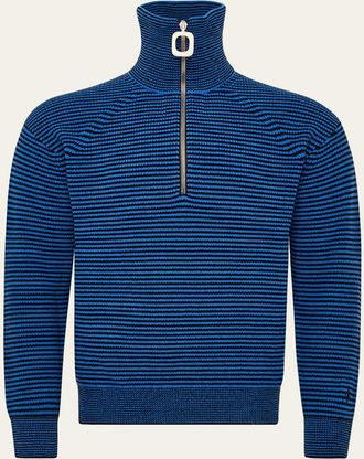 J.W.Anderson Mens Stripe Half-Zip Turtleneck Sweater