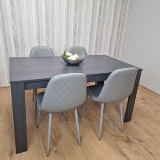 Kosy Koala Dark Grey Dining Table With 4 Grey Padded Chairs Kitching Dining Set