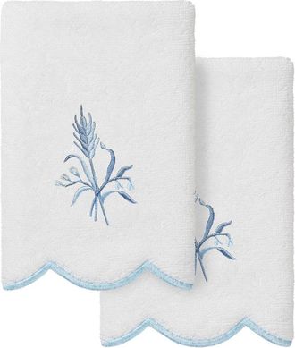 Linum Home Textiles 100% Turkish Cotton Whitney Scallop 2Pc Embellished Fingertip Towel Set