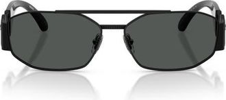Versace 58mm Irregular Sunglasses in Matte Black /Dark Grey at Nordstrom