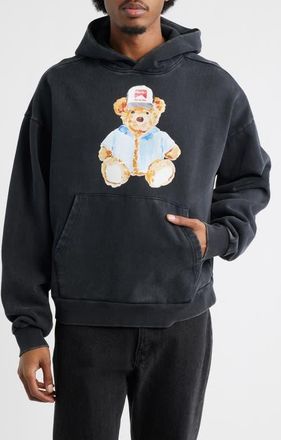 Market Watercolor Teddy Bear Graphic Hoodie in Black at Nordstrom, Size Xx-Large