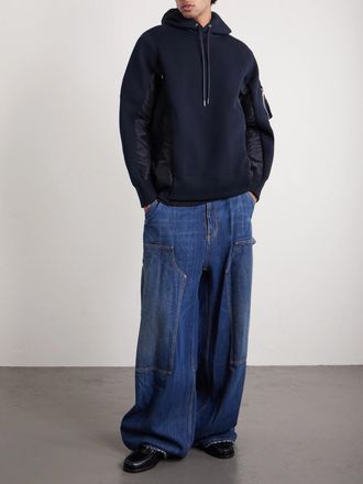 sacai Nylon-Trimmed Cotton-Blend Jersey Hoodie