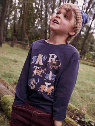 Vertbaudet Jungen Shirt mit Urzeit-Tier anthrazit