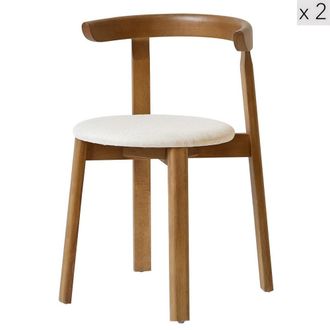 Nordlys Set 2 sillas escandinavas en madera oscura y tejido beige