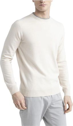 PESERICO Trui van wol- zijde en kasjmiergaren - Heren - Ronde hals truien - Beige - XL - Wol - Truien & Vesten
