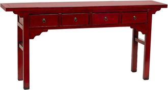 Wanderlust Deco Recibidor De Madera Rojo 178x38x85h Cm