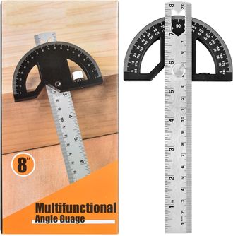 OEM Regla De &Aacute;ngulos Con Transportador - Calibrador Ajustable De Acero Inoxidable Con Medici&oacute;n De 0 A 180 Grados Para Trabajos De Carpinter&iacute;a (negro, 20,3