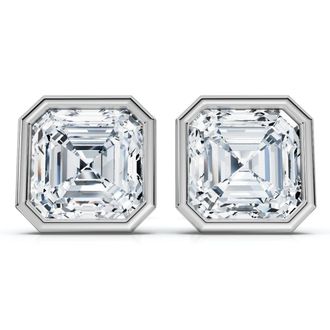 Pompeii3 2ct TW Asscher Cut Bezel Diamond Studs 14k Gold Lab Grown