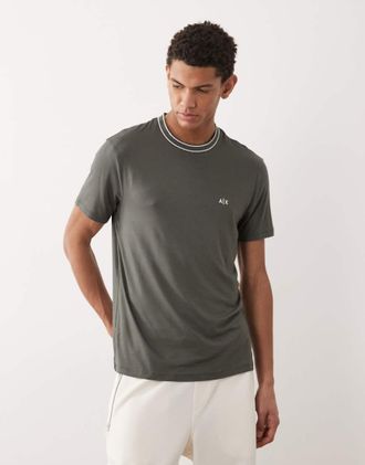 A|X Armani Exchange T-shirt grigia con logo piccolo-Grigio
