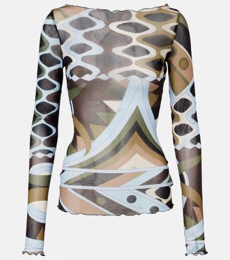 Pucci Top Vivara de tul transparente estampado