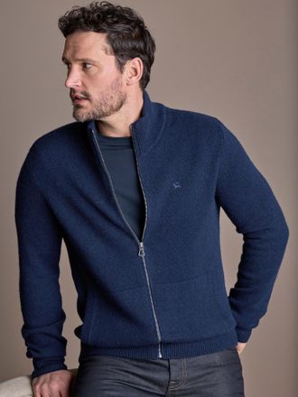Lerros Strickpullover LERROS Strickjacke aus Woll-Kaschmir-Mix, stilvoll und l&auml;ssig, Herren, Gr. XXL, classic navy, 88% Wolle, 12% Kaschmir, Rundhals, Pullov