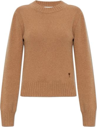 Ami Cashmere Crew Neck Sweater - Dames - Cashmere truien - Bruin - XL - Wol - Truien & Vesten