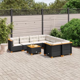 vidaXL Set De Sof&aacute;s De Jard&iacute;n 8 Piezas Y Cojines Rat&aacute;n Sint&eacute;tico Negro Vidaxl