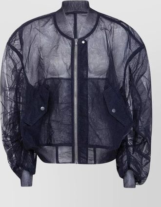 Rick Owens sheer bomber tulle chiffon long jacket
