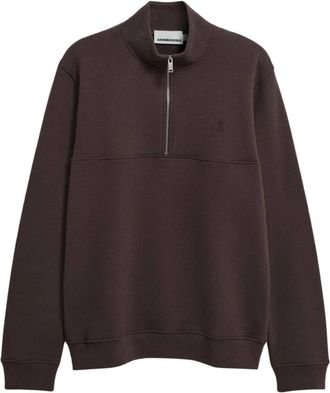 Armedangels Waarlo Fleece Troyer - Heren - Fleece jassen - Bruin - S - Katoen - Fitness