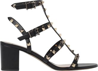 Valentino Garavani Rockstud Sandalen met Hak - Dames - Sandalen met hakken - Zwart - 36 1/2 EU - Leer - Schoenen