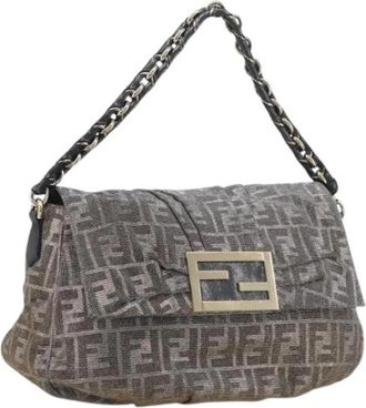 Fendi Pre-owned Zucca Canvas Shoulder Bag - Dames - Vintage Schoudertas - Grijs - ONE Size - Leer - Vintage