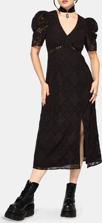 Disturbia Zephyr Crossed Lace V-Neck Midi Dress in Black at Nordstrom, Size 12