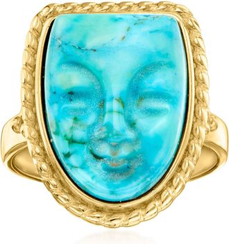 Ross-Simons Italian Tagliamonte Blue Magnesite Mask Ring in 18kt Gold Over Sterling