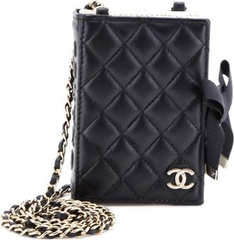 Chanel CC Book Card Holder with Chain Quilted Lambskin crossbody bag - Zwart