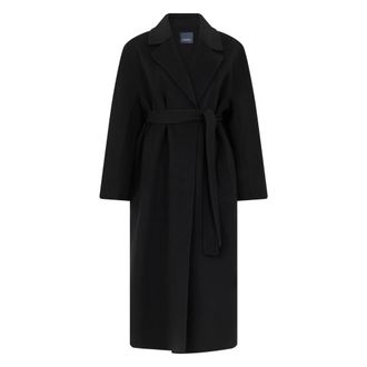 Max Mara Lange Jas met Riem - Dames - Mantels - Zwart - Maat: XS Wol