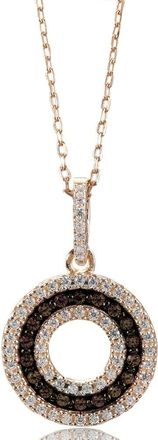 Suzy Levian Rosed Sterling Silver Brown Cubic Zirconia 3-Row Circle Pendant