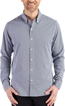 Cutter & Buck Skyline Epic Confidence Check Stretch Button-Down Shirt in Navy Blue/white at Nordstrom, Size 4Xlt