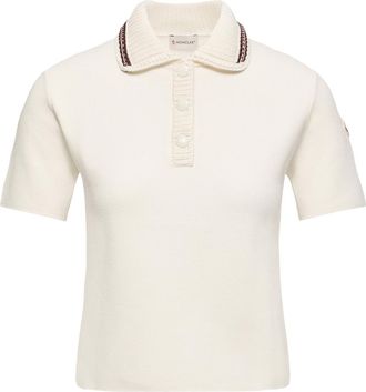 Moncler Moncler Cotton Knit Polo Shirt, Women, White, Size: Xl
