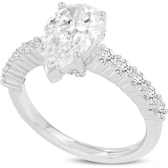 LuvMyJewelry Iris 14K Gold Pear Shaped Lab Grown Diamond Hidden Halo Ring - 2.7 Ct in 14K White Gold at Nordstrom, Size 6