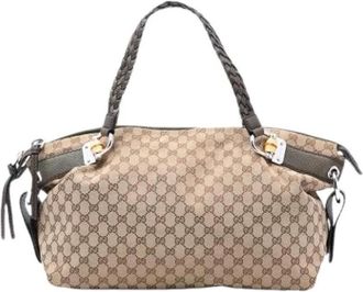 Gucci Pre-owned Handbags, female, Beige, Size: ONE SIZE Pre-owned Canvas Tote