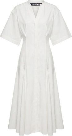 Jacquemus La Robe Moisson - Dames - Maxi kleedjes - Wit - XS - Katoen - Kleedjes
