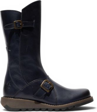 FLY London Fly London Womens Wine MES 2 Wedge Heel Buckle Mid-Calf Leather Zip Platform Boots