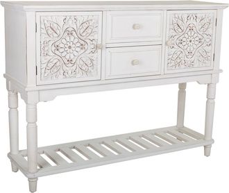 Wanderlust Deco Aparador De Madera De 2 Cajones Y 2 Puertas Blanco 120x36.5x91.5h Cm