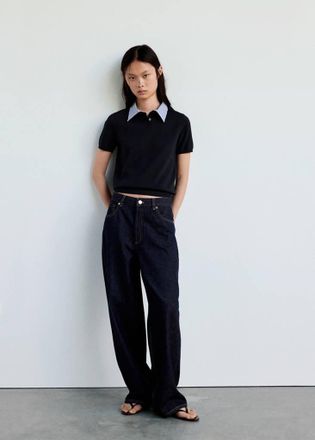 Mango Pullover collo polo righe blu marino scuro - Donna - XXS - MANGO