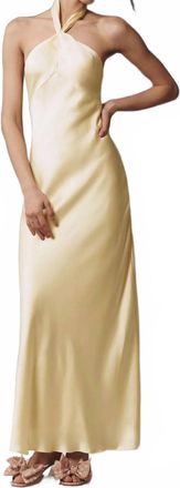 BHLDN Selma Satin Maxi Dress In Butter Yellow