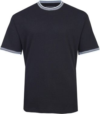 KAM Jeanswear Mens Textured T-Shirt with Contrast Trim - Black - 5XL