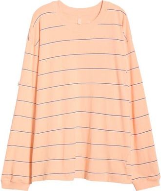 Free People FP Movement Printed Hustle Layer T-Shirt in Awning Stripe Peach at Nordstrom, Size X-Small Regular