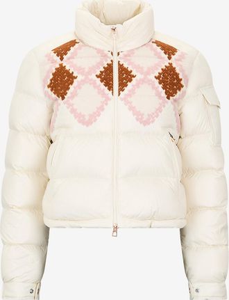 Moncler Verkürzte Daunenjacke mit Rautenstickerei Megara