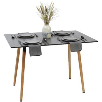 Relaxdays Relaxdays dining table, rectangular, HWD 75x110x70 cm, MDF & bamboo, for 4, Scandinavian, black/natural