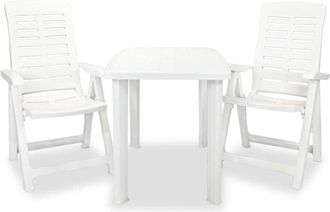 vidaXL 3 Piece Bistro Set Plastic White vidaXL