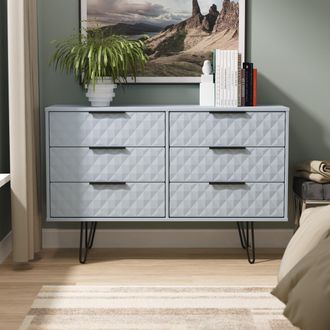 Lewis's Harlequin 6 Drawer Midi Chest in Denim Blue - Ready Assembled - Lewiss Home | TJ Hughes