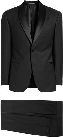 Emporio Armani Shawl Collar Black Wool Tuxedo in Solid Black at Nordstrom, Size 40 Us