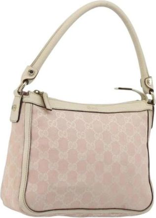 Gucci Pre-owned Vintage GG Canvas Shoulder Bag - Dames - Vintage Schoudertas - Roze - ONE Size - Leer - Vintage