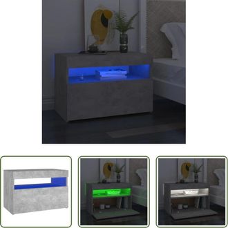 vidaXL Comodino moderno - Comodino con Luci LED Grigio Cemento 60x35x40 cm