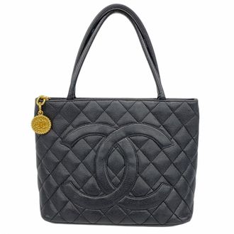 Chanel Black Grained Calfskin Tote Bag (Pre-Owned)