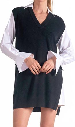 Elan Sweater Shirt Dress In Black & White