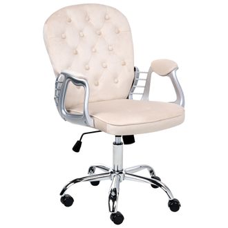 Beliani Beliani - Silla De Oficina Giratoria Respaldo Ajustable De Terciopelo Beige Princess